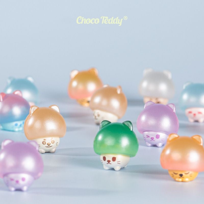 Mushroom cat mini bean with exchangeable hat,1 bag 5 beans