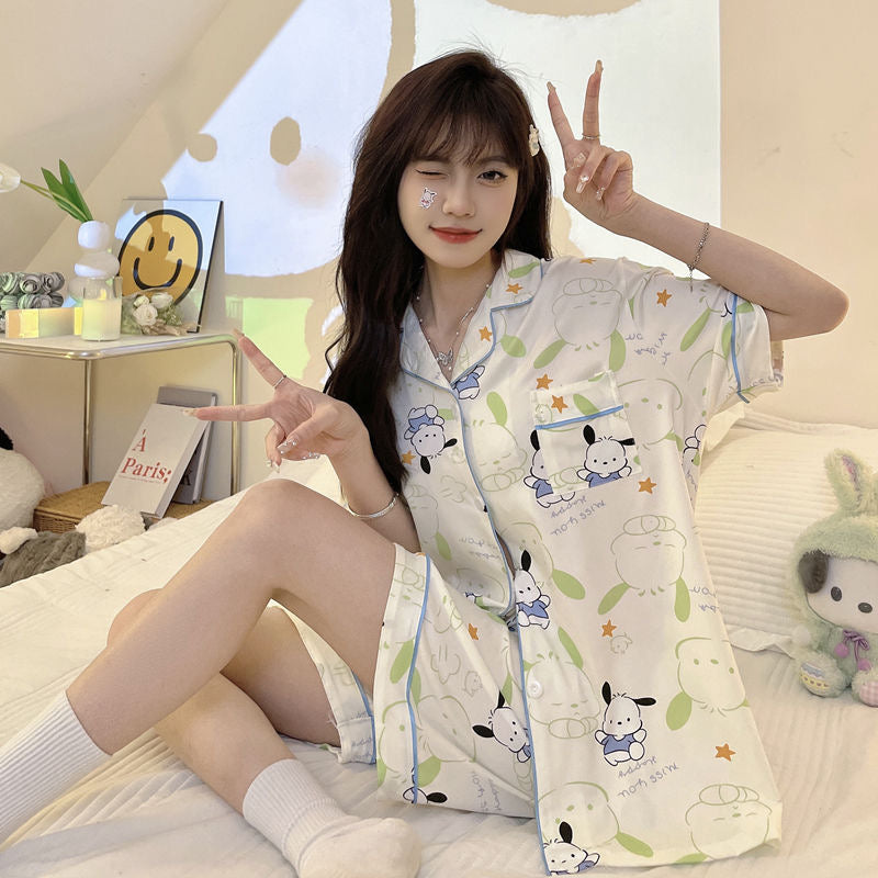 Ice silk summer pajamas for girls,cartoon sleepwear,2023 new style