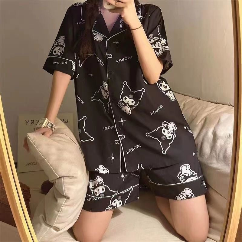 Ice silk summer pajamas for girls,cartoon sleepwear,2023 new style