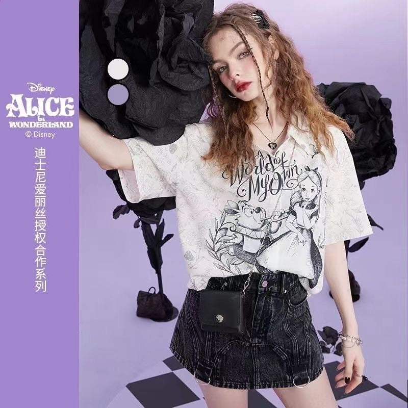 Alice chiffon T-Shirt for female,printed short sleeve tee,2023 new style