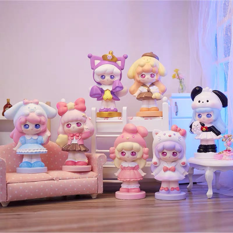Dress girl with sanrio hat toy doll