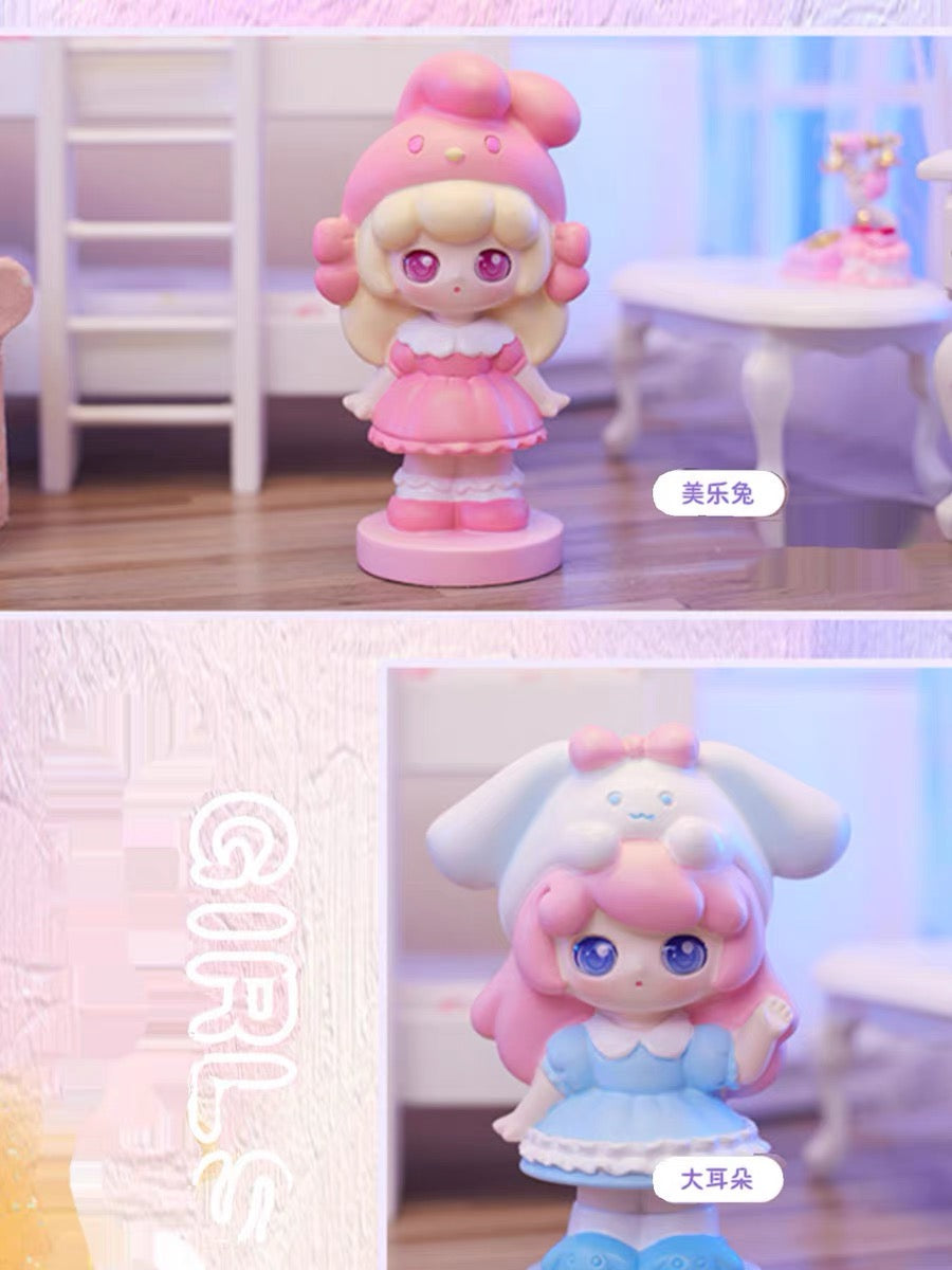 Dress girl with sanrio hat toy doll