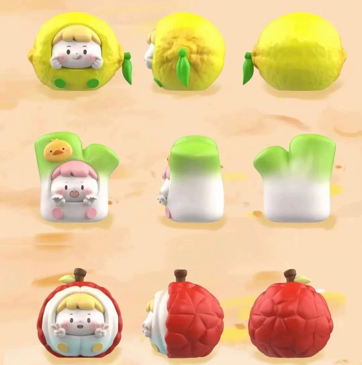 Naughty fruit and vegetable mini bean version 2, 4 beans in 1 bag