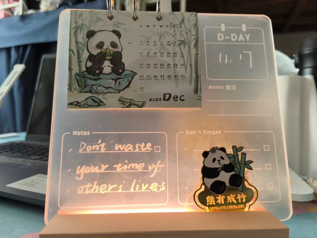 Panda calendar,DIY calendar and night light wordpad calendar