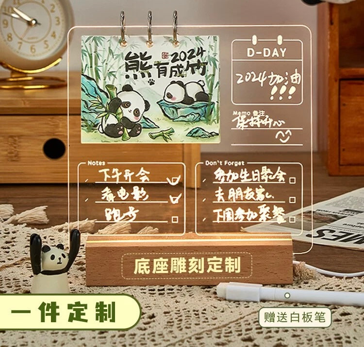 Panda calendar,DIY calendar and night light wordpad calendar