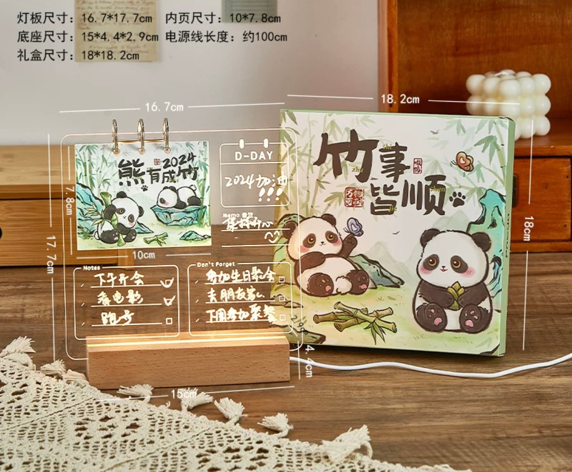 Panda calendar,DIY calendar and night light wordpad calendar