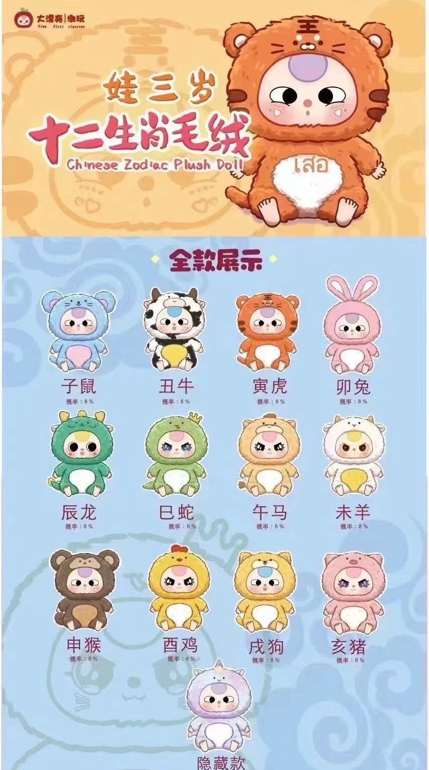 【CNY SALE-CONFIRMED DESIGNS】Baby 3 Zodiac Plush Doll