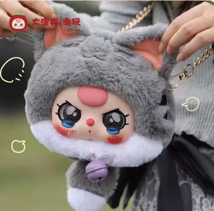 Baby 3 Fortune Cat Zipper Bag Plush Doll