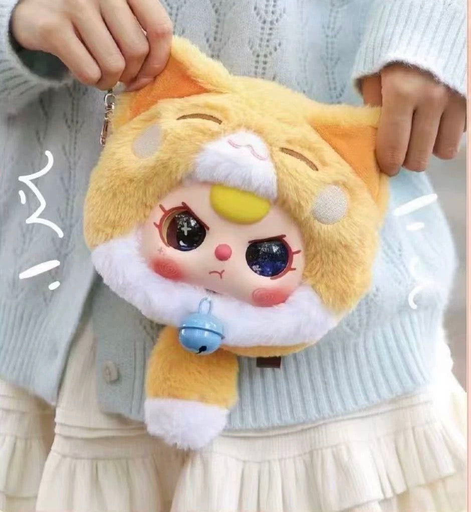 Baby 3 Fortune Cat Zipper Bag Plush Doll