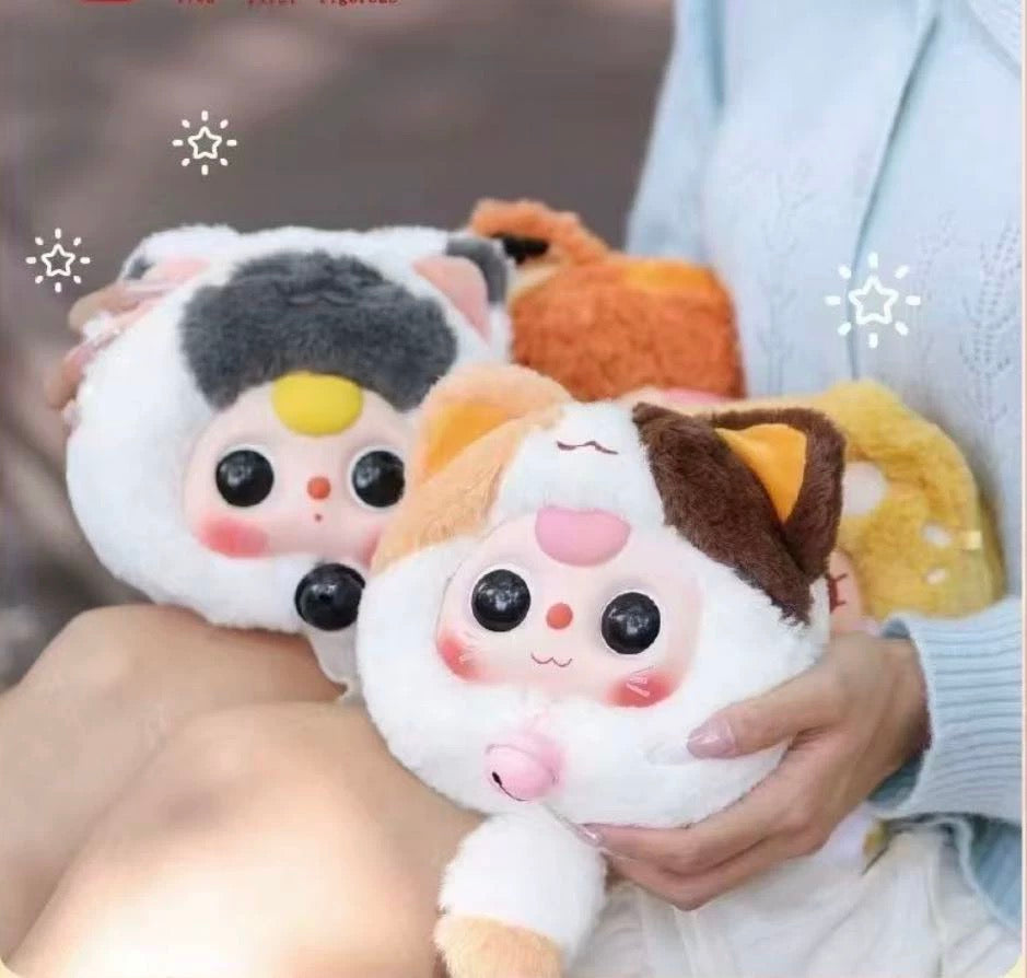 Baby 3 Fortune Cat Zipper Bag Plush Doll