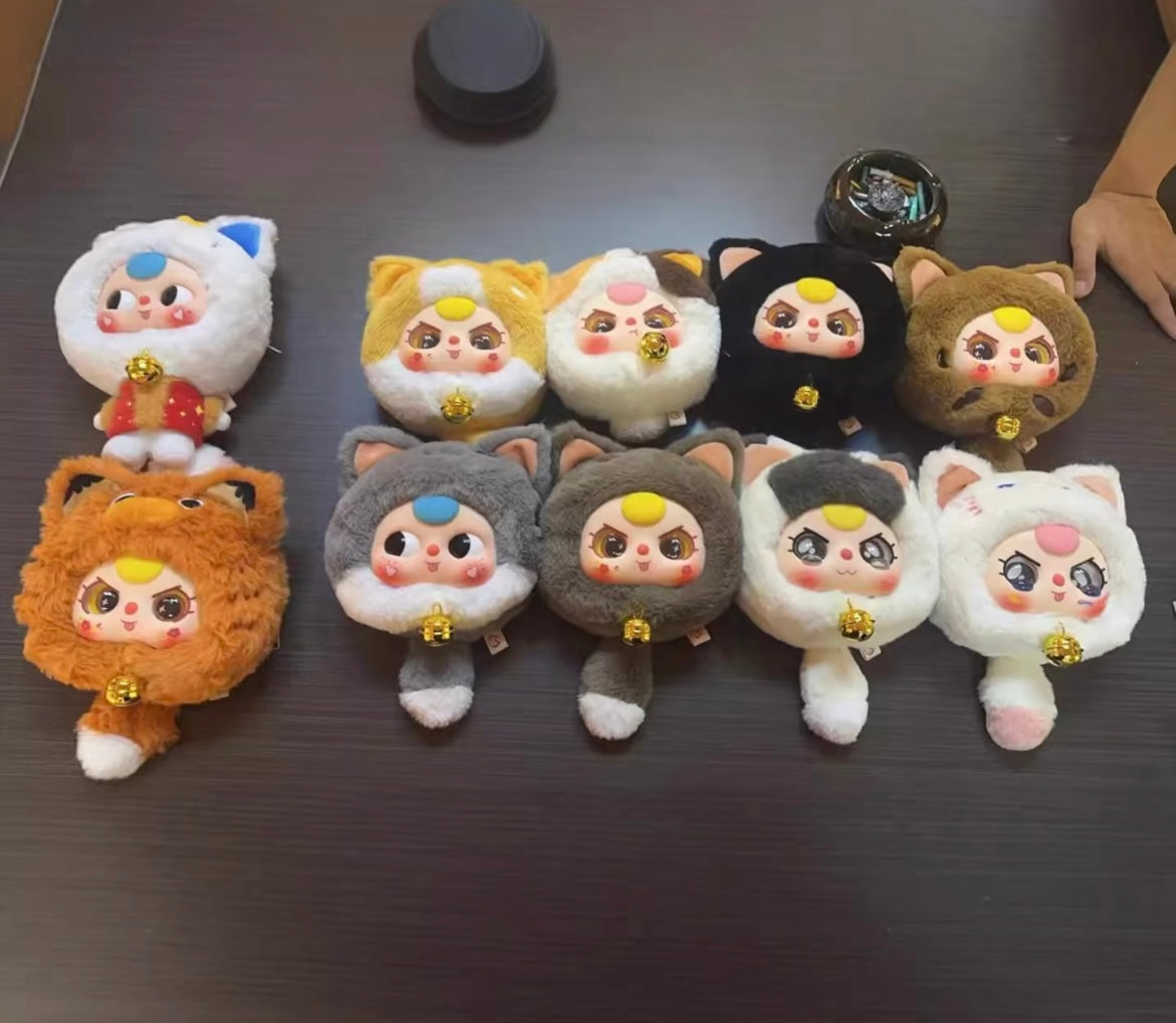 Baby 3 Fortune Cat Zipper Bag Plush Doll