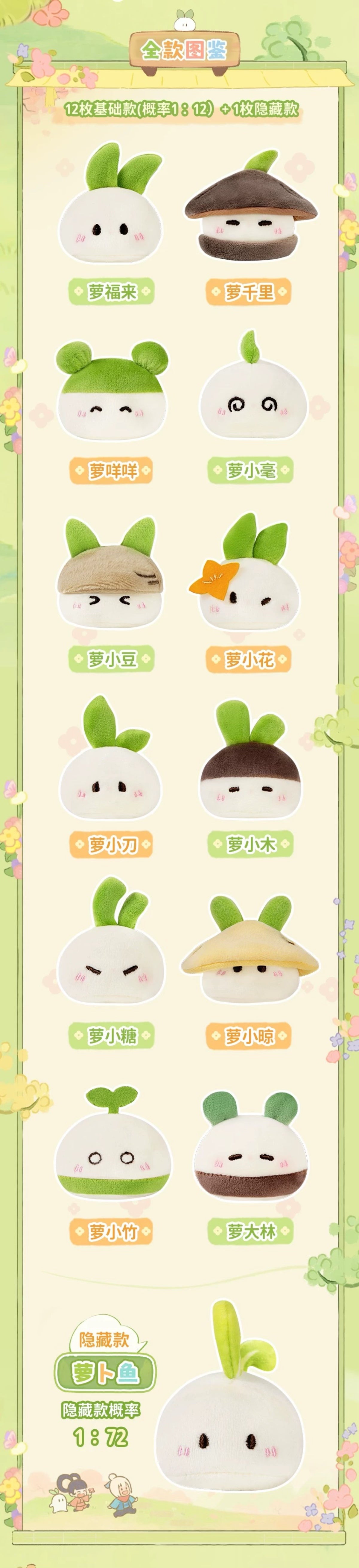 Radish Dumplings Peach Blossom Land Fridge Magnet Mini Plush,2 boxes