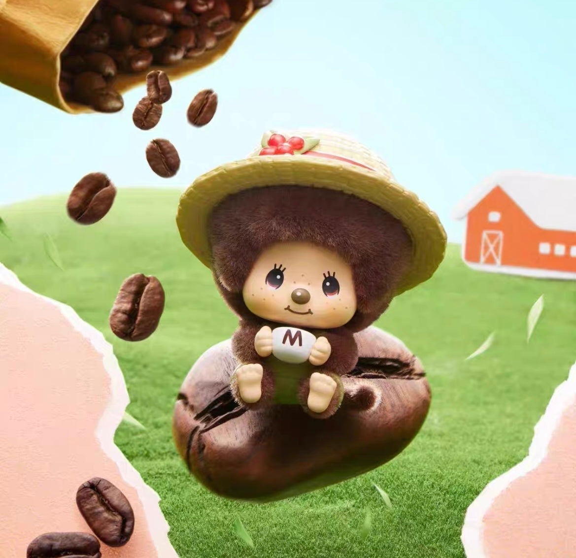 Monchiichi Mon Mon Farm Classic Coffee Change Face Pendant