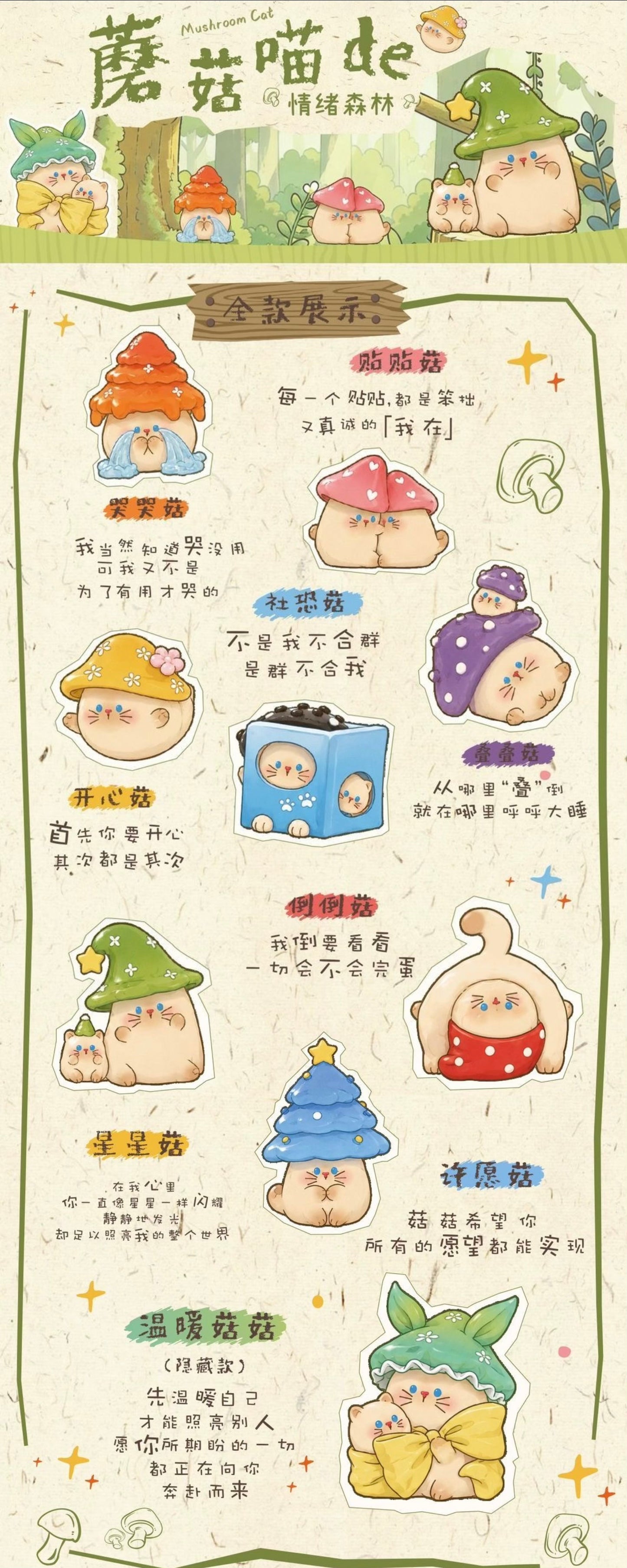 【NEW ARRIVAL】Mushroom Cat Emotional Forest Figure