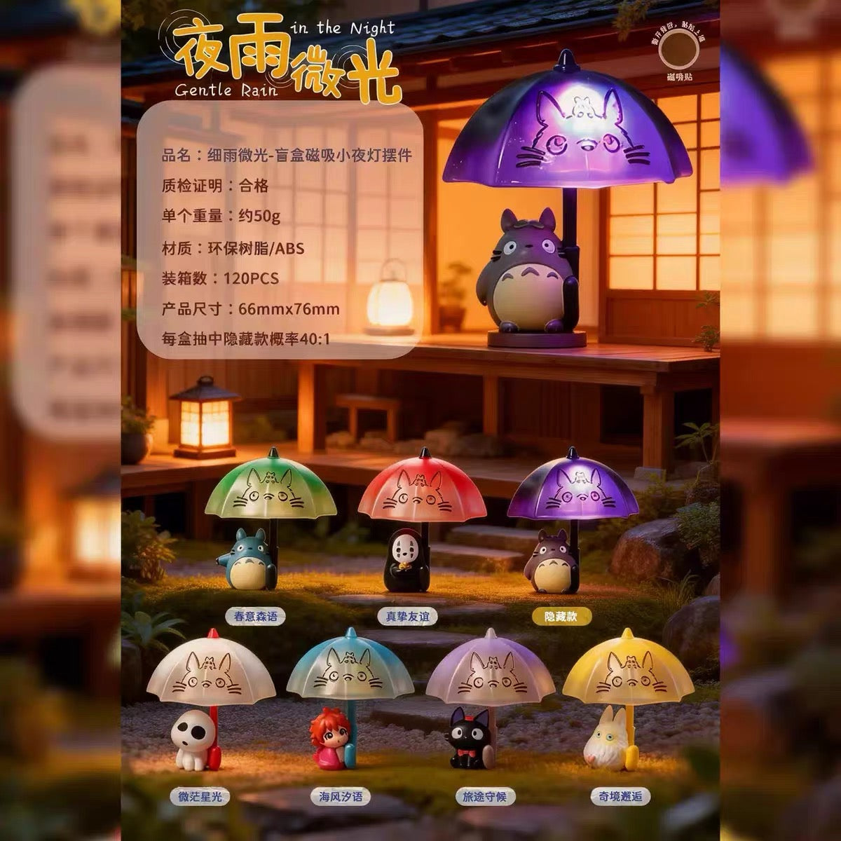 【NEW ARRIVAL】Ghibli Gentle Rain In The Night Luminous Fridge Magnet Night Light Toy
