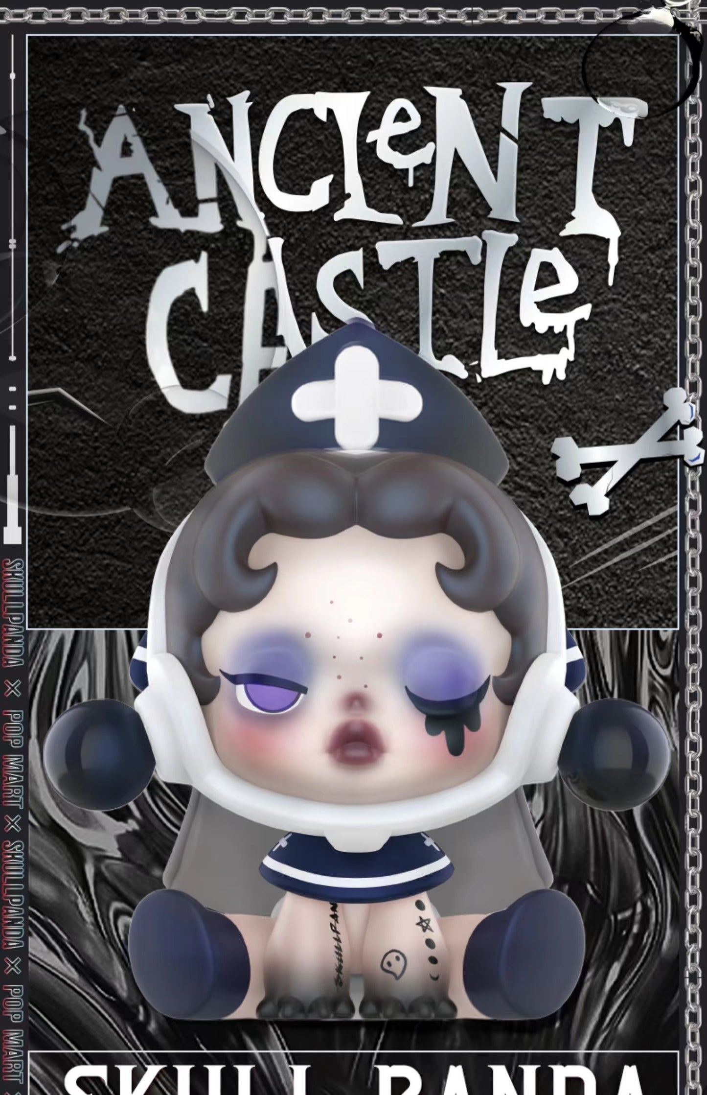 Skull panda-ancient castle in the forest toy doll