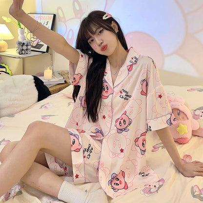 Ice silk summer pajamas for girls,cartoon sleepwear,2023 new style