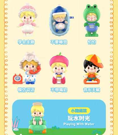 Sweet bean growth illustration toy doll,clockwork spring,movable