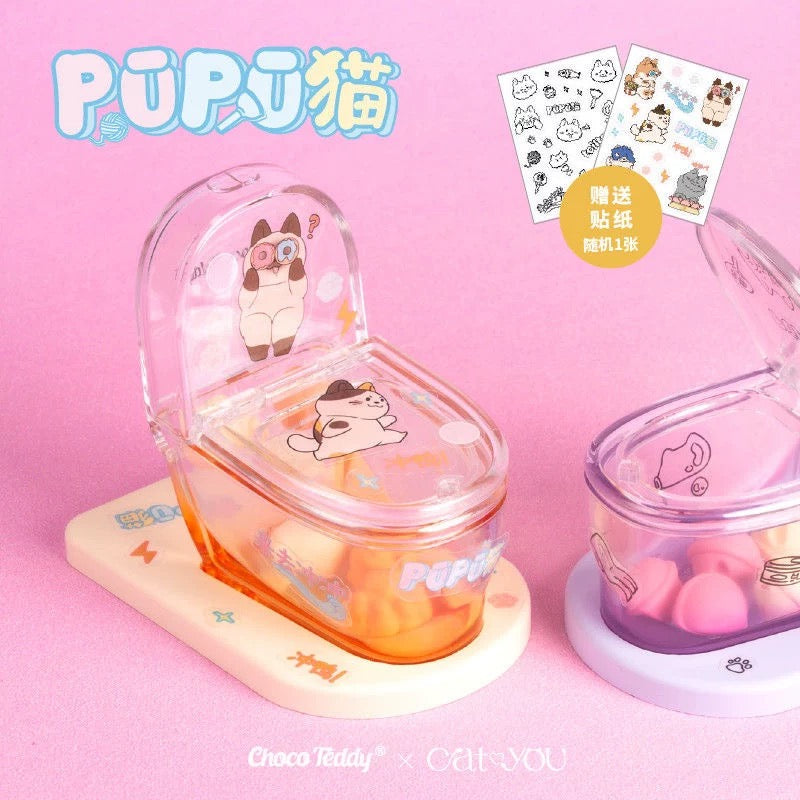 【NEW ARRIVAL】Choco Teddy PUPU Cat Toilet Phone Stand