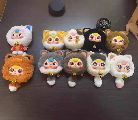 Baby 3 Fortune Cat Zipper Bag Plush Doll