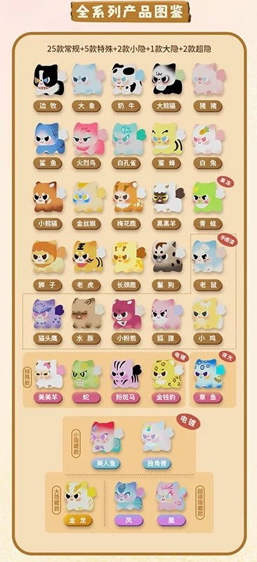 【NEW ARRIVAL】Pitty V3 Cute Beasts Appear Mini Bean Toy,5 In 1 Bag