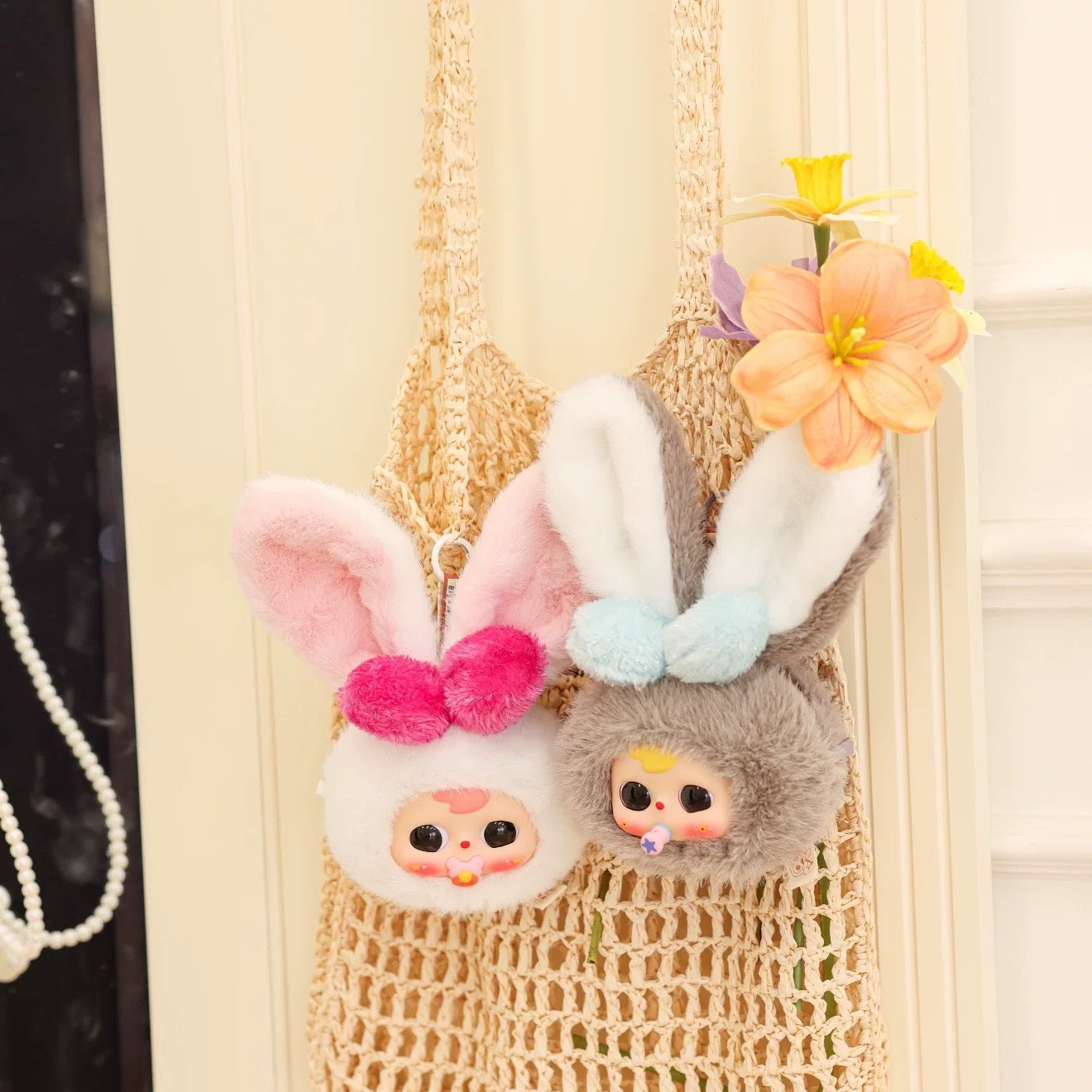 Big Baby Sweetheart Bunny Plush Doll Zipper Bag