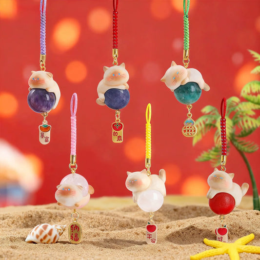 Siamese Cat Meet Good Luck Crystal Pendant,2 pcs