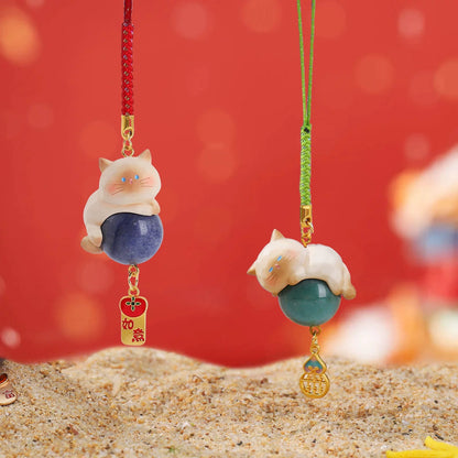 Siamese Cat Meet Good Luck Crystal Pendant,2 pcs