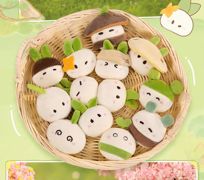 Radish Dumplings Peach Blossom Land Fridge Magnet Mini Plush,2 boxes