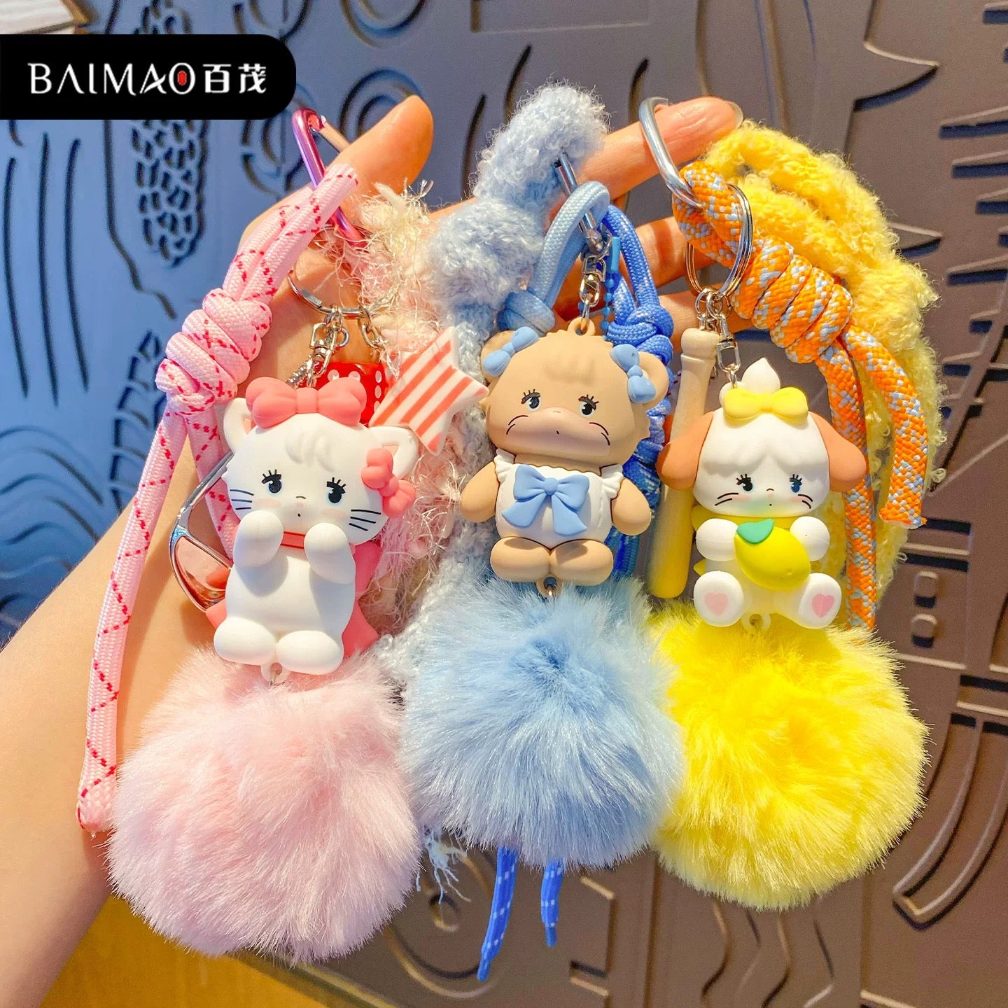 Mikko Fuzzy Ball Phone Chain