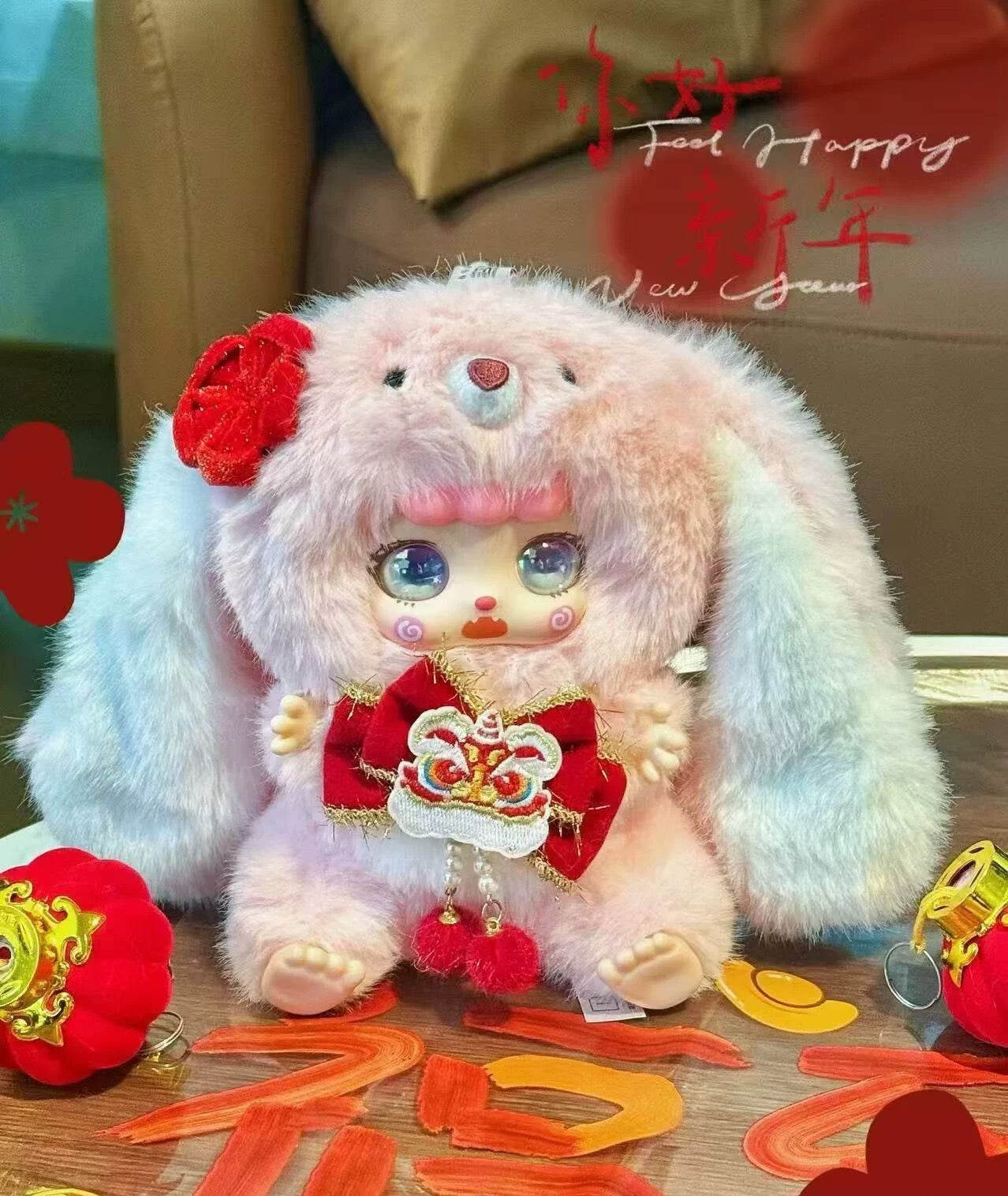 Kebidou Mini Bunny Happy New Year Plush Doll