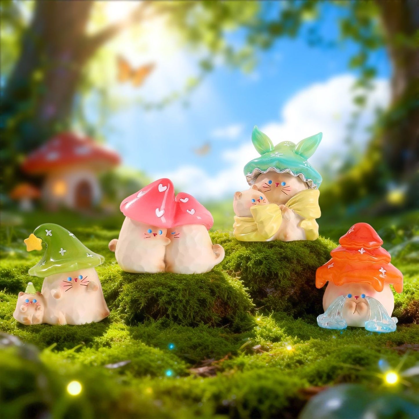 【NEW ARRIVAL】Mushroom Cat Emotional Forest Figure