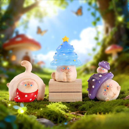 【NEW ARRIVAL】Mushroom Cat Emotional Forest Figure