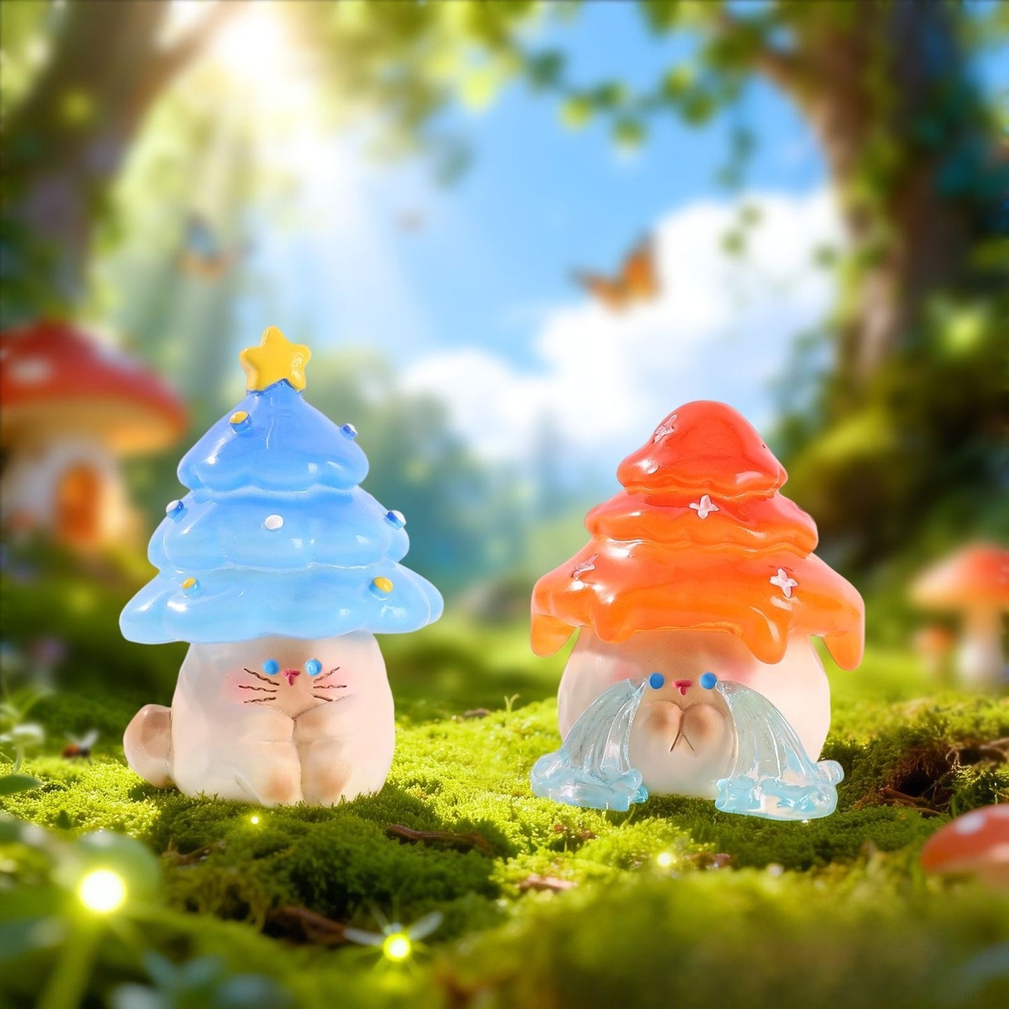 【NEW ARRIVAL】Mushroom Cat Emotional Forest Figure