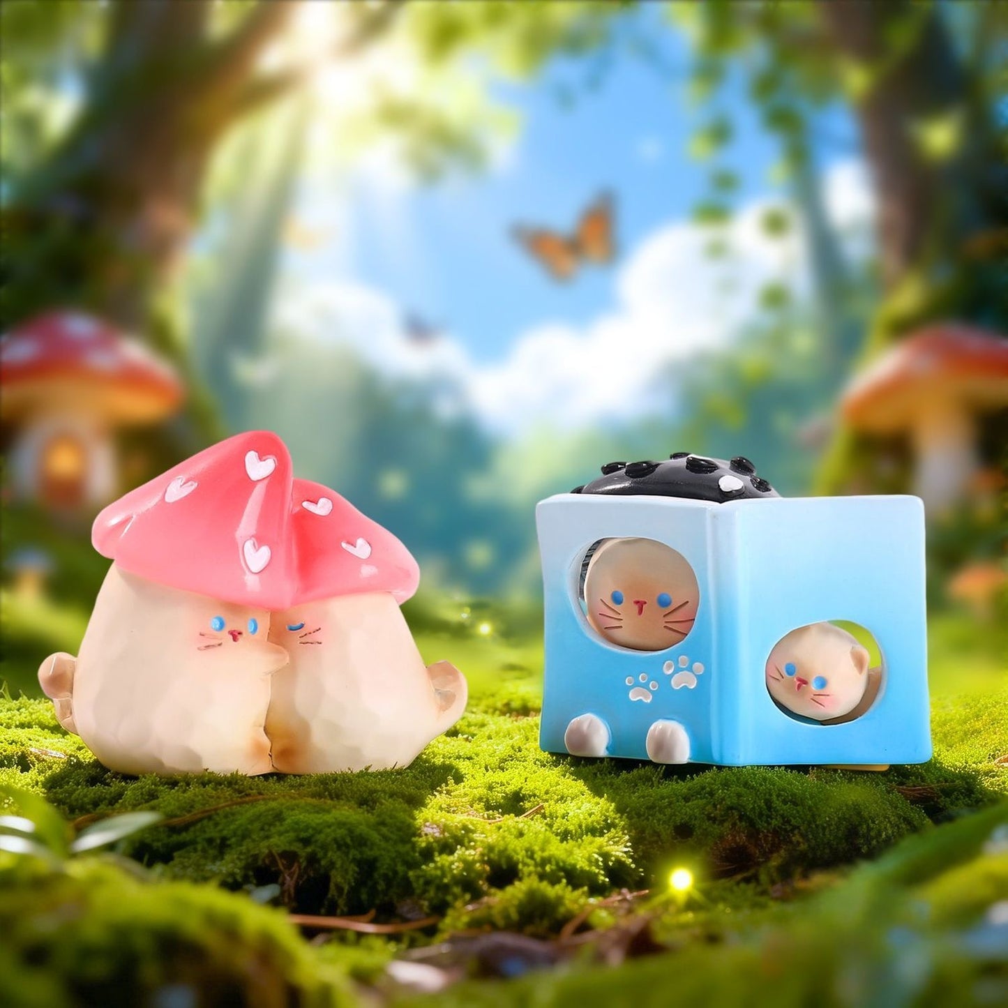 【NEW ARRIVAL】Mushroom Cat Emotional Forest Figure