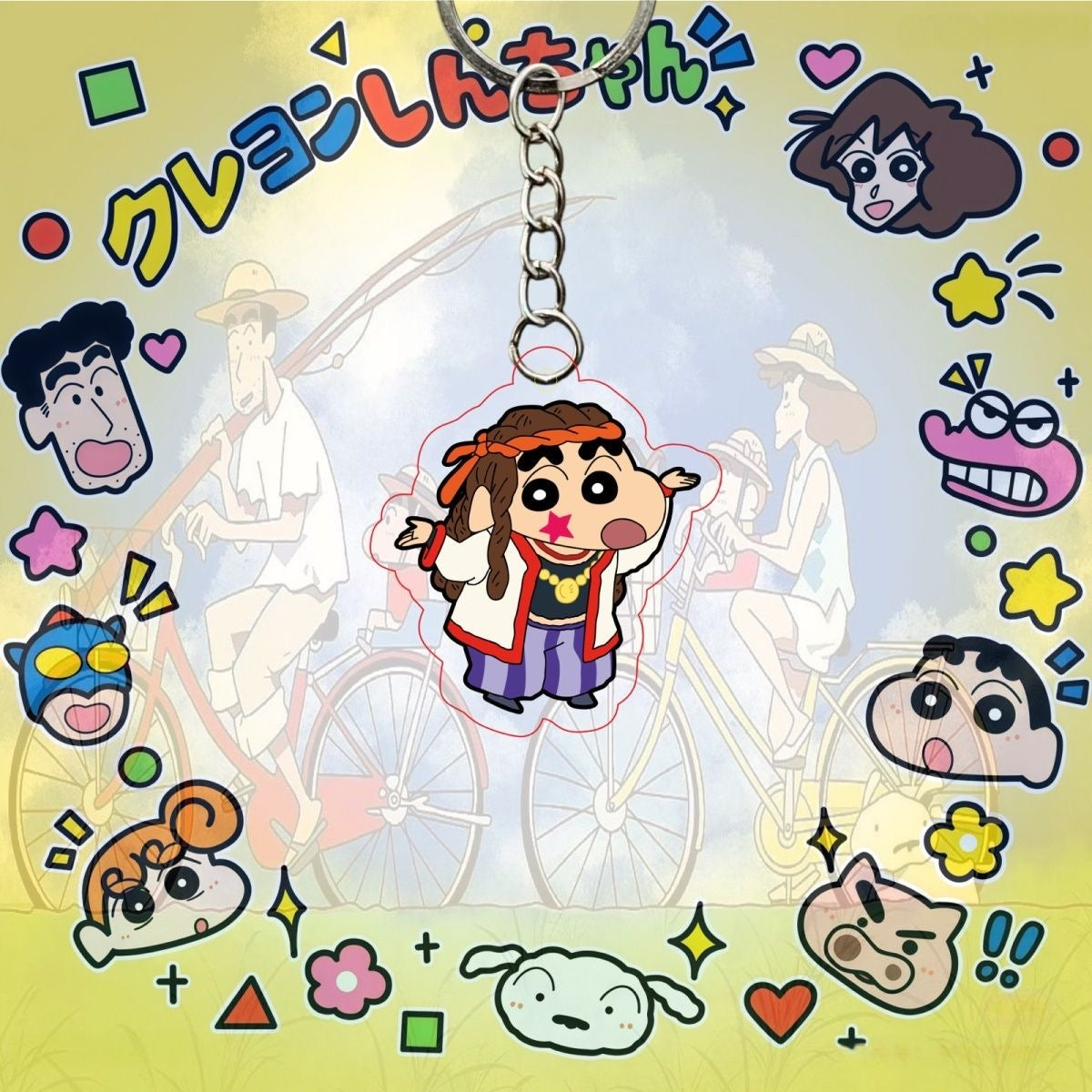 【NEW ARRIVAL】Shinchan Let's Go Keychain,5 in 1 bag-SHIP WITH OTHER ITEMS