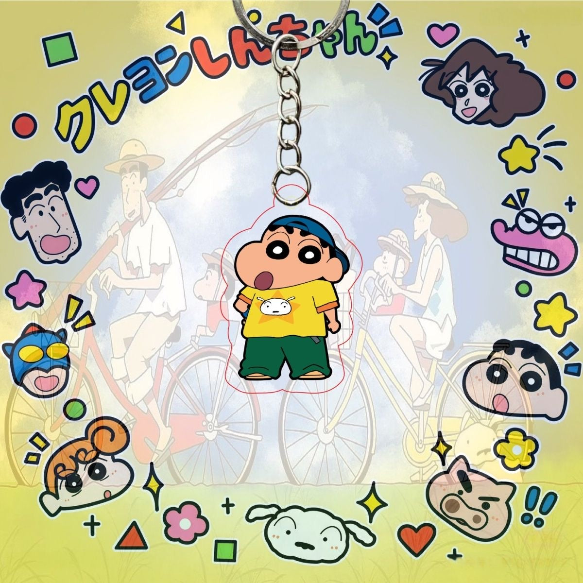【NEW ARRIVAL】Shinchan Let's Go Keychain,5 in 1 bag-SHIP WITH OTHER ITEMS
