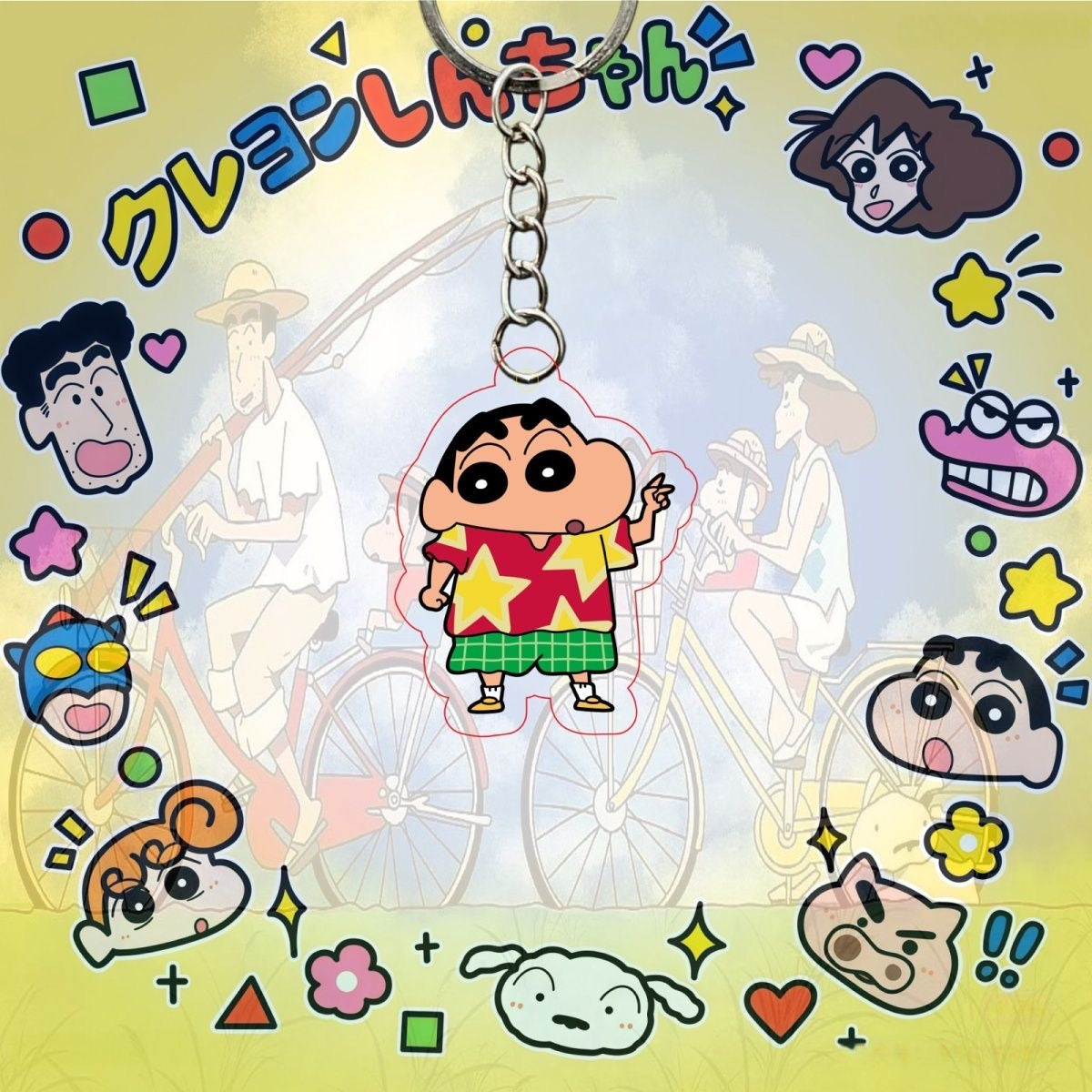 【NEW ARRIVAL】Shinchan Let's Go Keychain,5 in 1 bag-SHIP WITH OTHER ITEMS