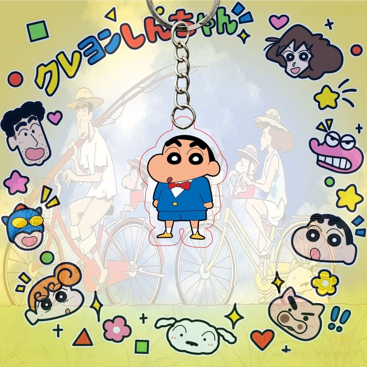 【NEW ARRIVAL】Shinchan Let's Go Keychain,5 in 1 bag-SHIP WITH OTHER ITEMS
