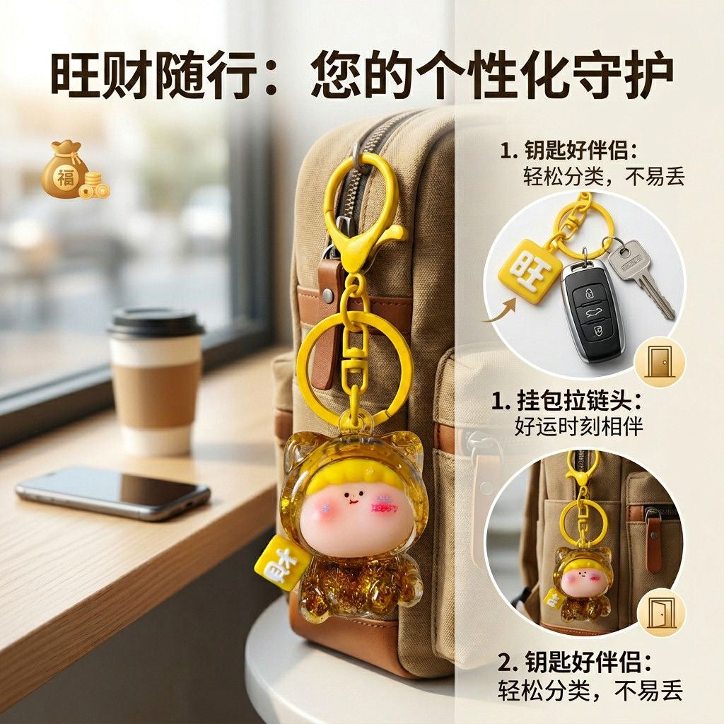 【NEW ARRIVAL】Amlls Fortune Cat Liquid Sand Keychain by Fan Maker-SHIP WITH OTHER ITEMS