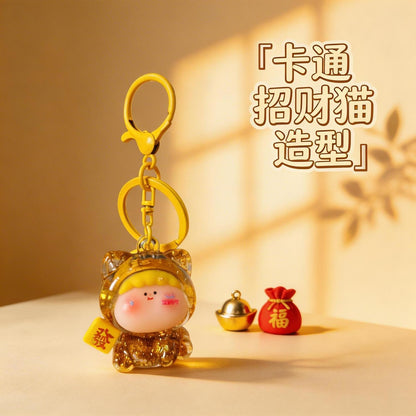 【NEW ARRIVAL】Amlls Fortune Cat Liquid Sand Keychain by Fan Maker-SHIP WITH OTHER ITEMS