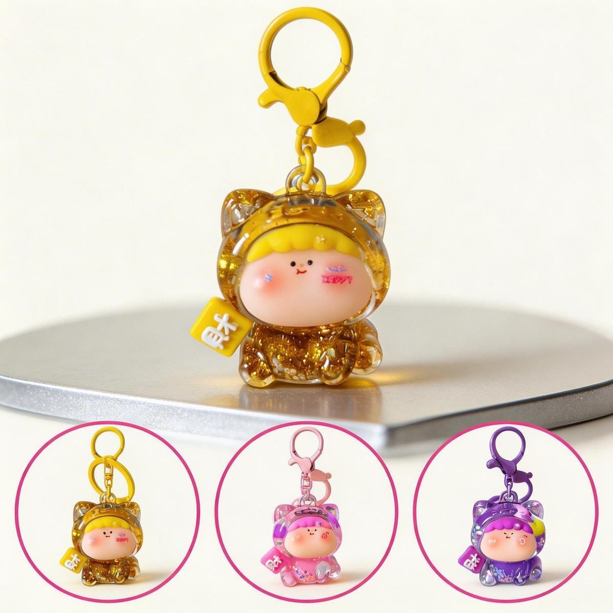 【NEW ARRIVAL】Amlls Fortune Cat Liquid Sand Keychain by Fan Maker-SHIP WITH OTHER ITEMS