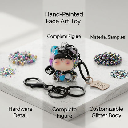 【NEW ARRIVAL】Amlls Fortune Cat Liquid Sand Keychain by Fan Maker-SHIP WITH OTHER ITEMS
