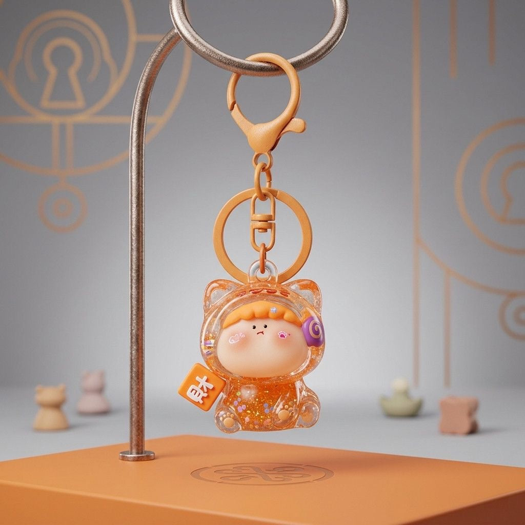 【NEW ARRIVAL】Amlls Fortune Cat Liquid Sand Keychain by Fan Maker-SHIP WITH OTHER ITEMS