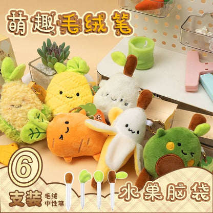 【NEW ARRIVAL】Fruit Plush Pendant Black Ink Pen-SHIP WITH OTHER ITEMS