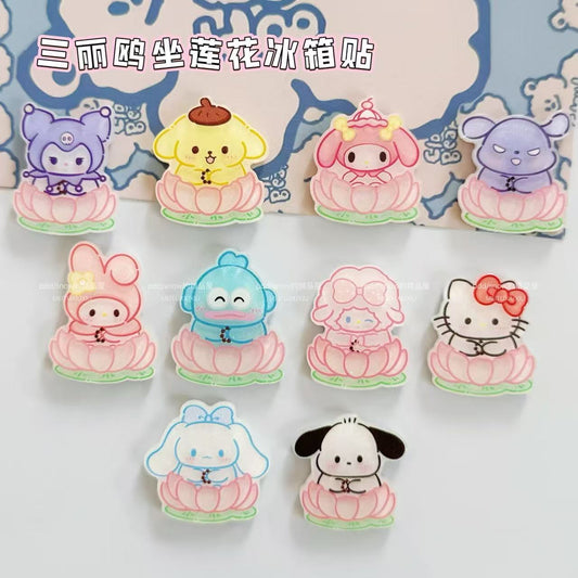 【NEW ARRIVAL】Sanrio Sitting In Lotus Fridge Magnet-SHIP WITH OTHER ITEMS
