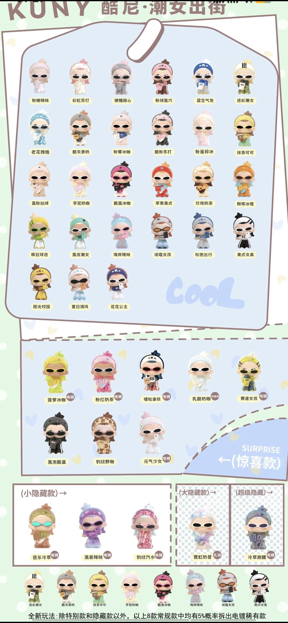 Kuny Cool Girl On The Street Mini Bean,4 in 1 bag
